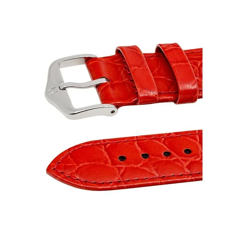 Hirsch CROCOGRAIN Crocodile Embossed Leather Watch Strap in RED