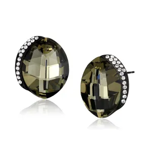 IP Black(Ion Plating) Stainless Steel Earrings with Top Grade Crystal in Black Diamond for Women Black Diamond Stone Color Style TK2377