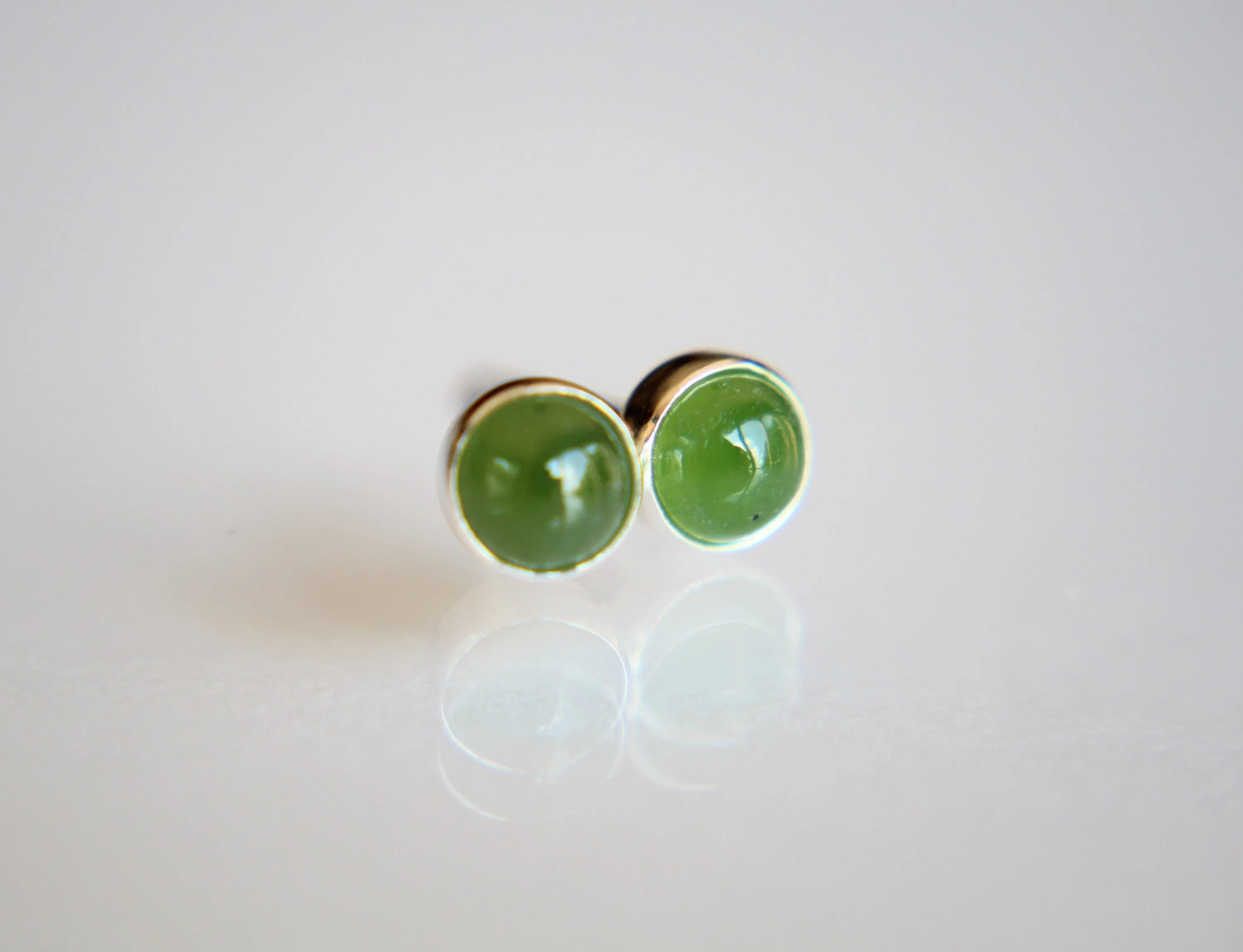 Jade Earrings, Gemstone Earrings, Sterling Earrings, Post Earrings, Green Jade Post Earrings, Small Earrings, Minimalist Earrings, Gift