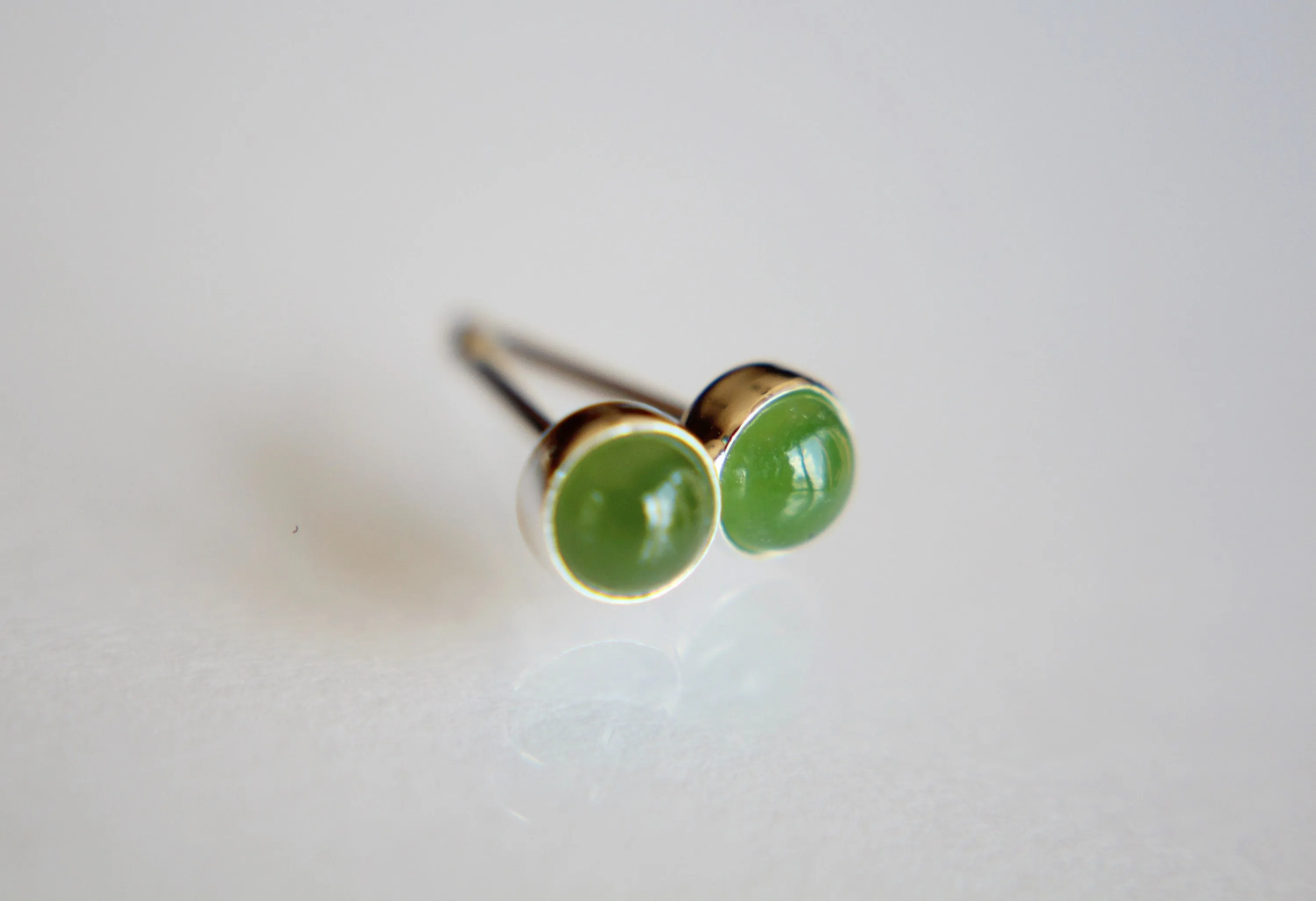 Jade Earrings, Gemstone Earrings, Sterling Earrings, Post Earrings, Green Jade Post Earrings, Small Earrings, Minimalist Earrings, Gift