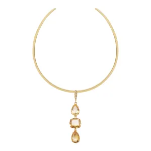 Lachesis Citrine Triad Gold Torque Necklace - Quattro