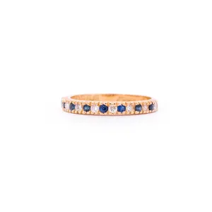 Ladies 14K Yellow Gold Diamonds And Sapphires Wedding Cocktail Band