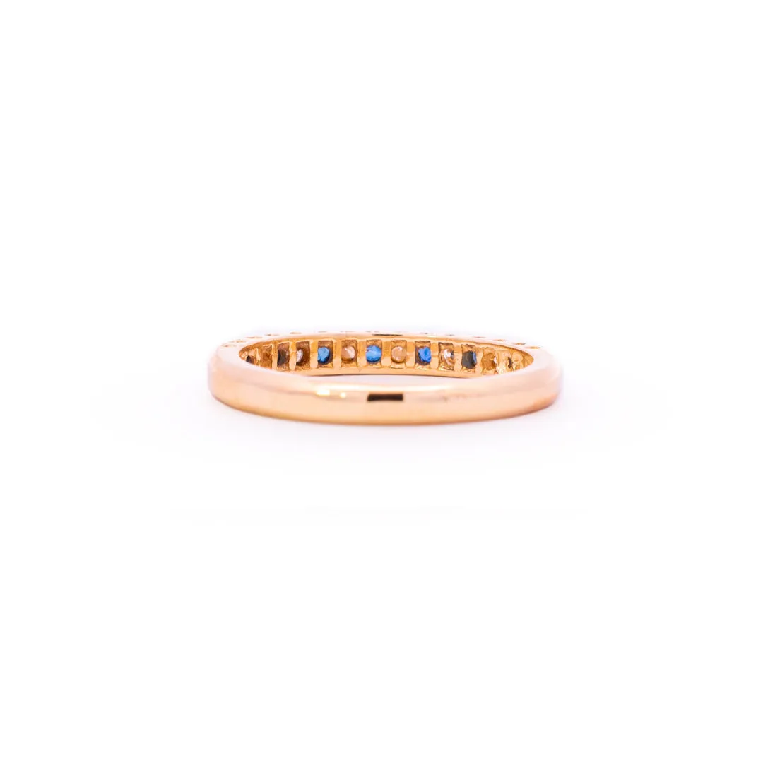 Ladies 14K Yellow Gold Diamonds And Sapphires Wedding Cocktail Band