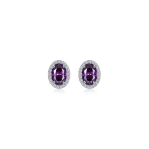 Lafonn Simulated Diamond & Amethyst Oval Halo Stud Earrings E0623AMP