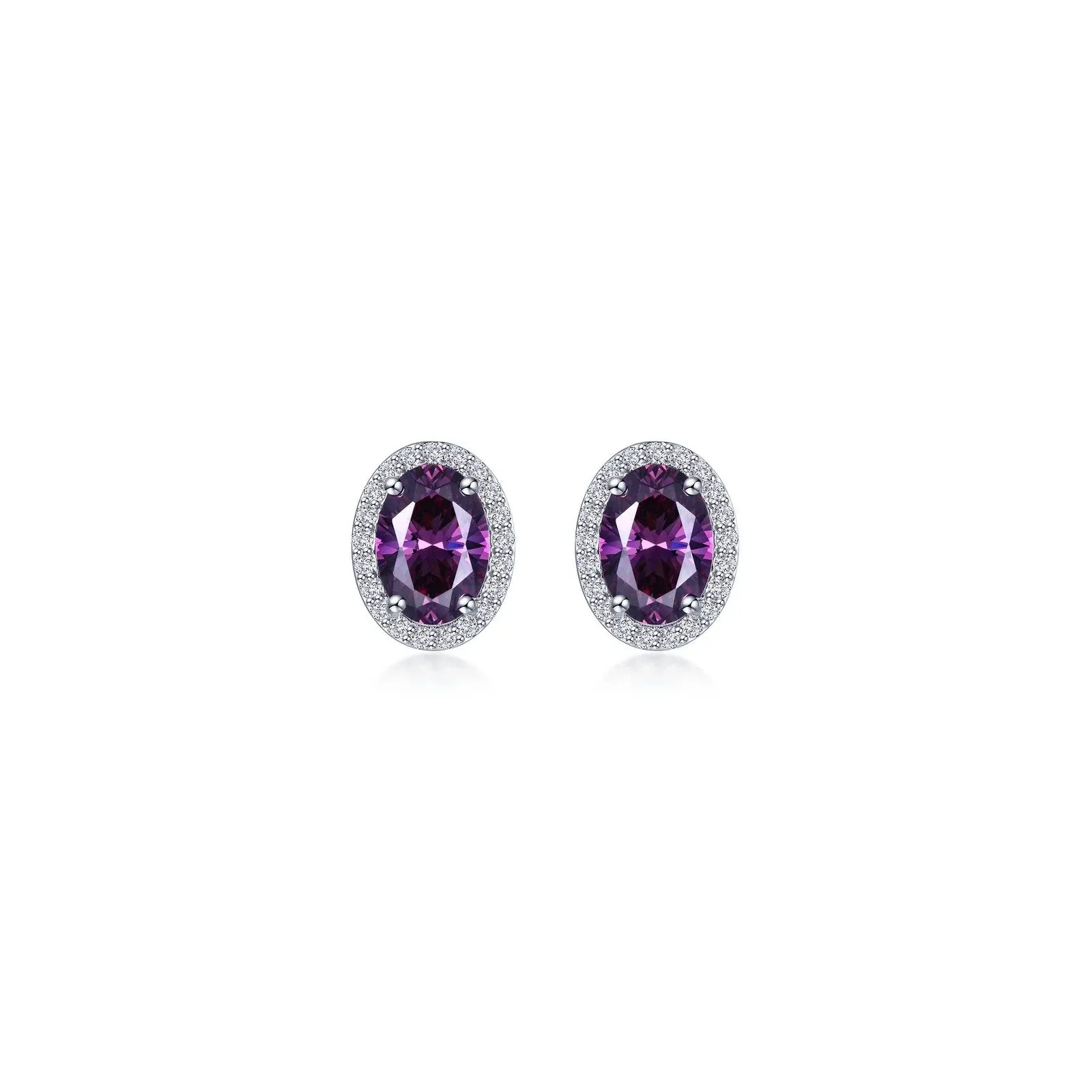 Lafonn Simulated Diamond & Amethyst Oval Halo Stud Earrings E0623AMP