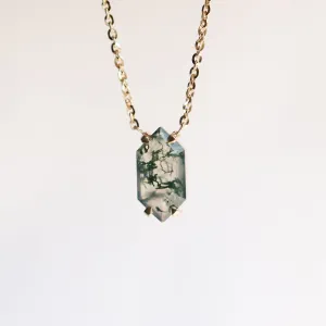 Lucia Hexagon Moss Agate Necklace