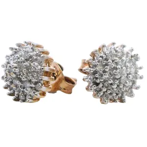 Luxurious 9K Yellow Gold Diamond Stud Earrings - Timeless Sparkle