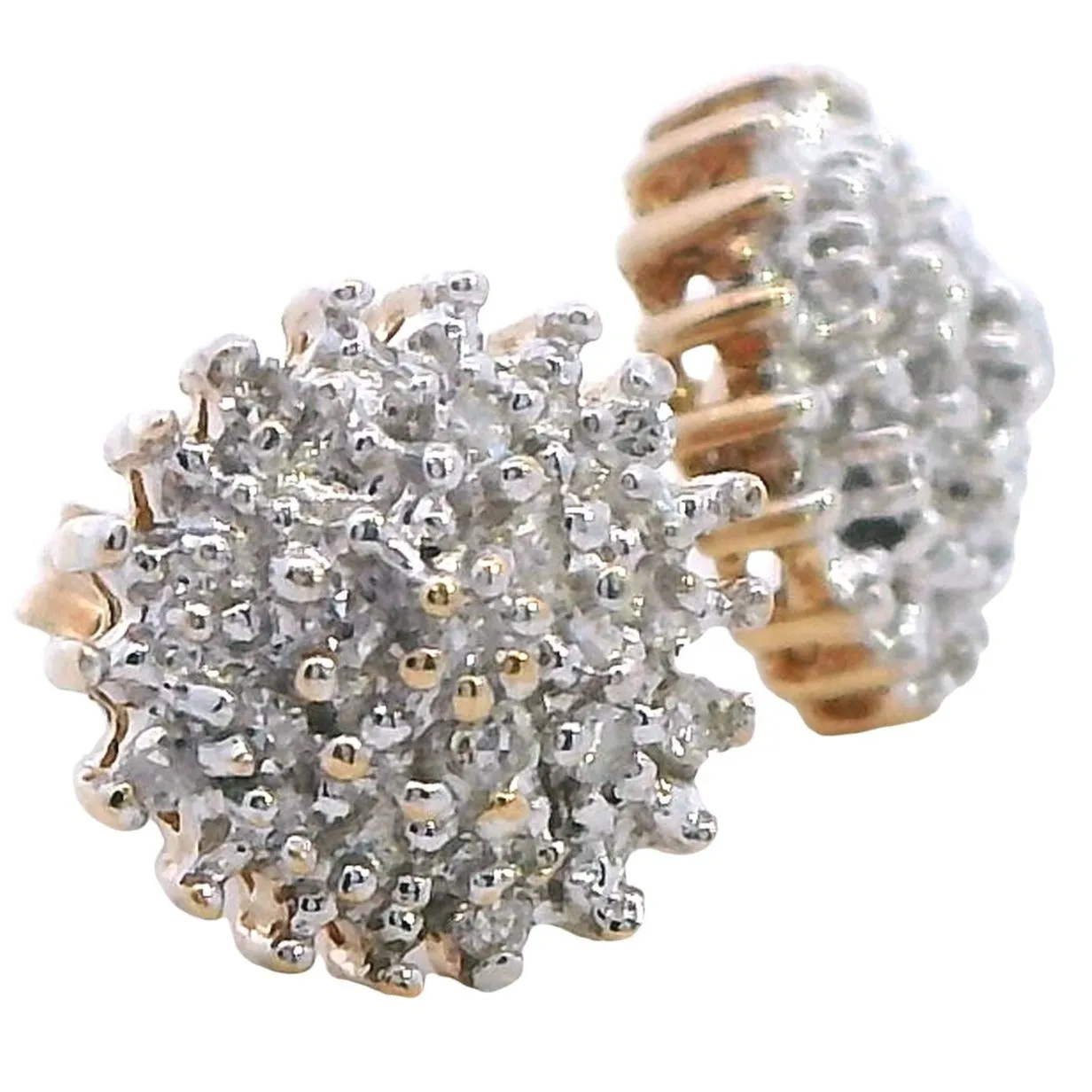 Luxurious 9K Yellow Gold Diamond Stud Earrings - Timeless Sparkle