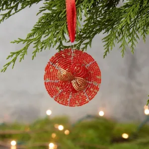 Maasai Beads Red Flower Christmas Ornament