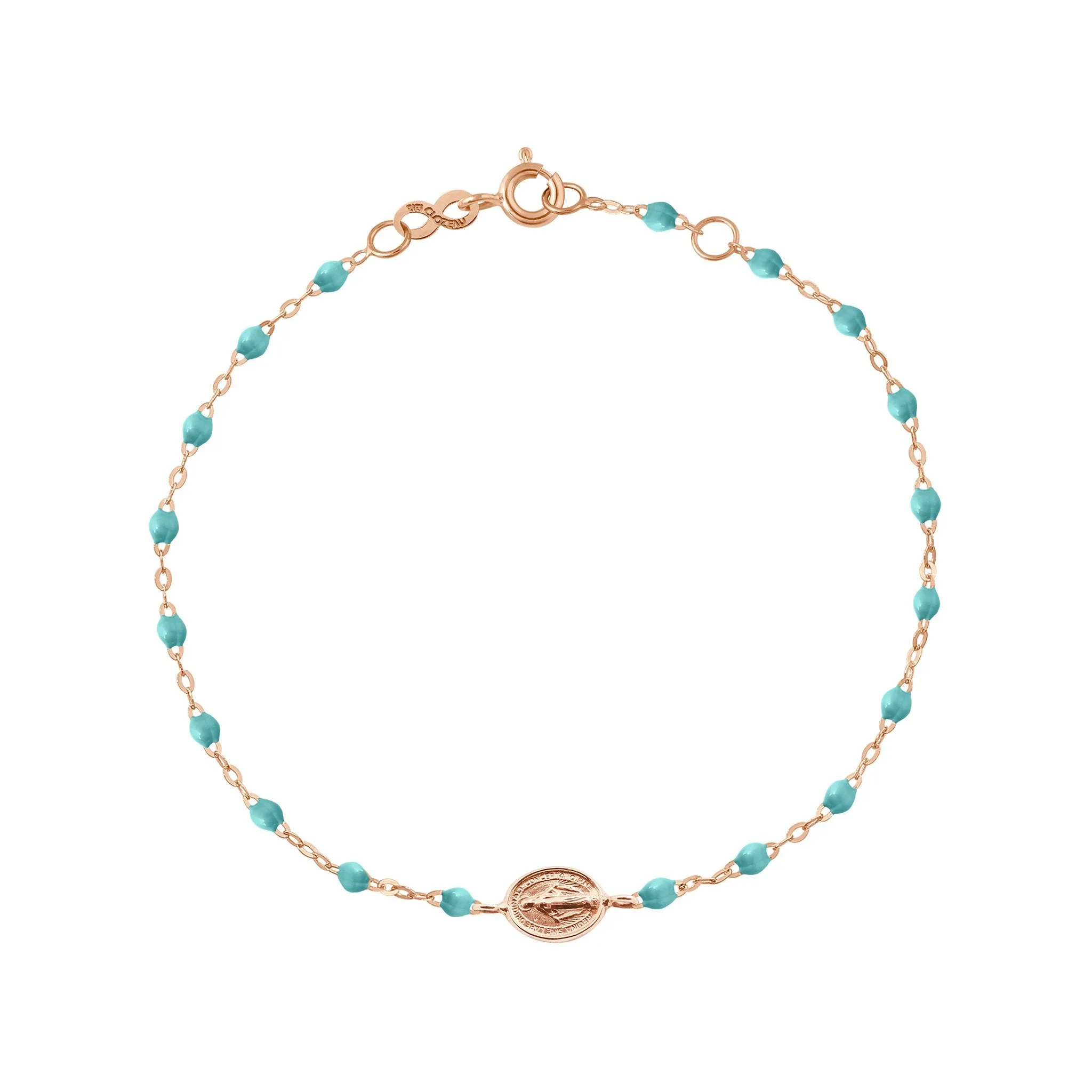 Madone Charm Classic Gigi Turquoise Green bracelet, Rose Gold, 6.7"