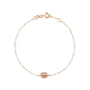 Madone Charm Classic Gigi White bracelet, Rose Gold, 6.7"