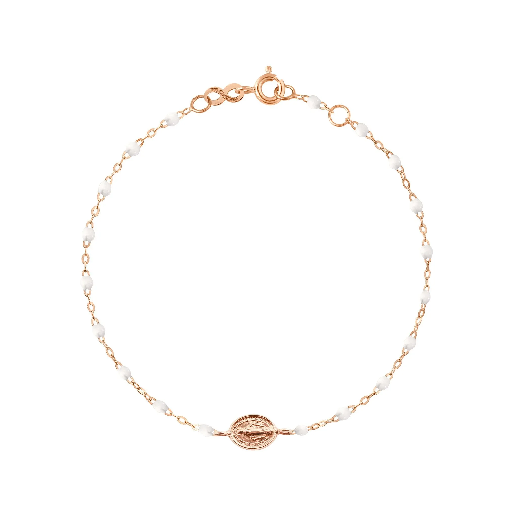 Madone Charm Classic Gigi White bracelet, Rose Gold, 6.7"