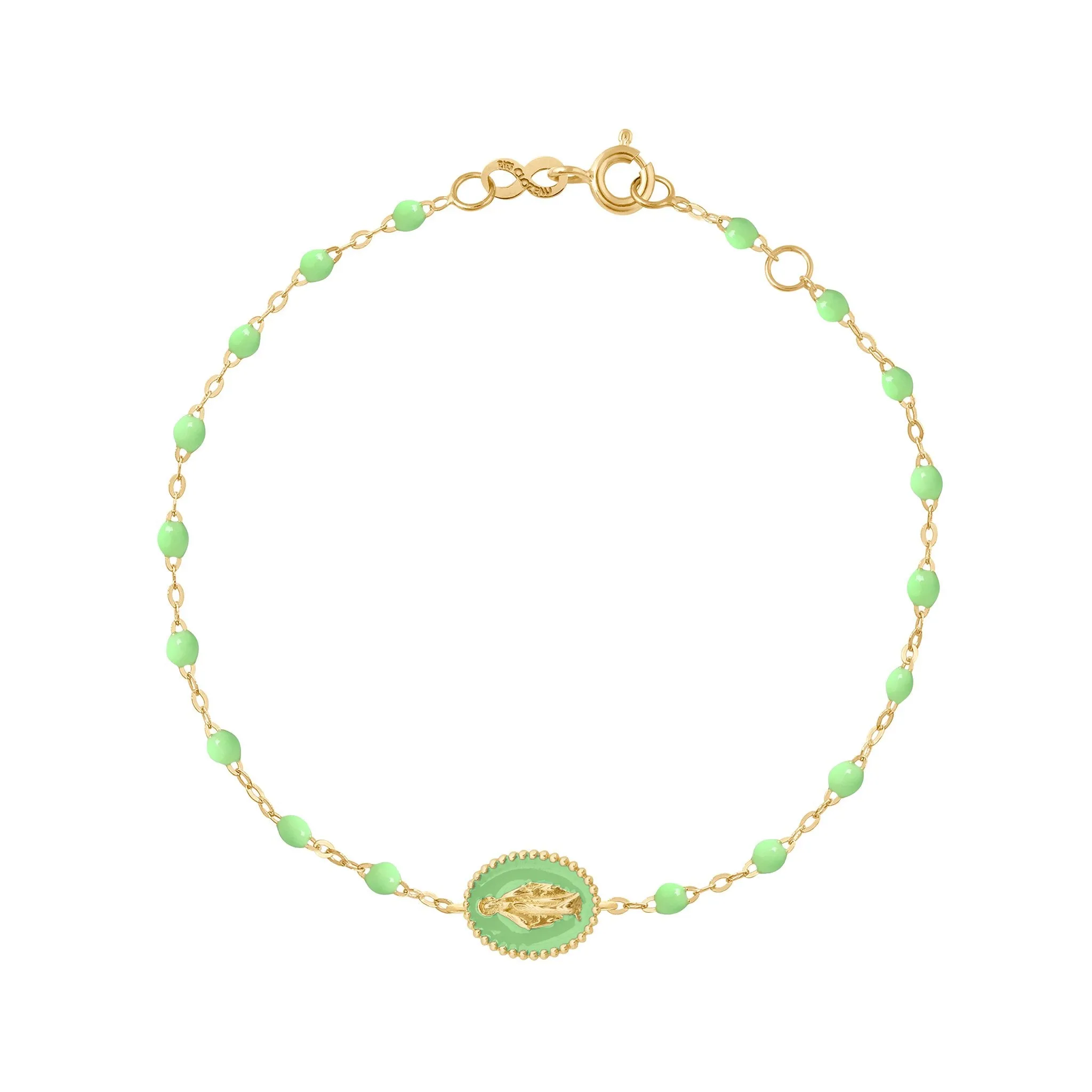 Madone resin charm Classic Gigi Anis bracelet, Yellow Gold, 6.7"