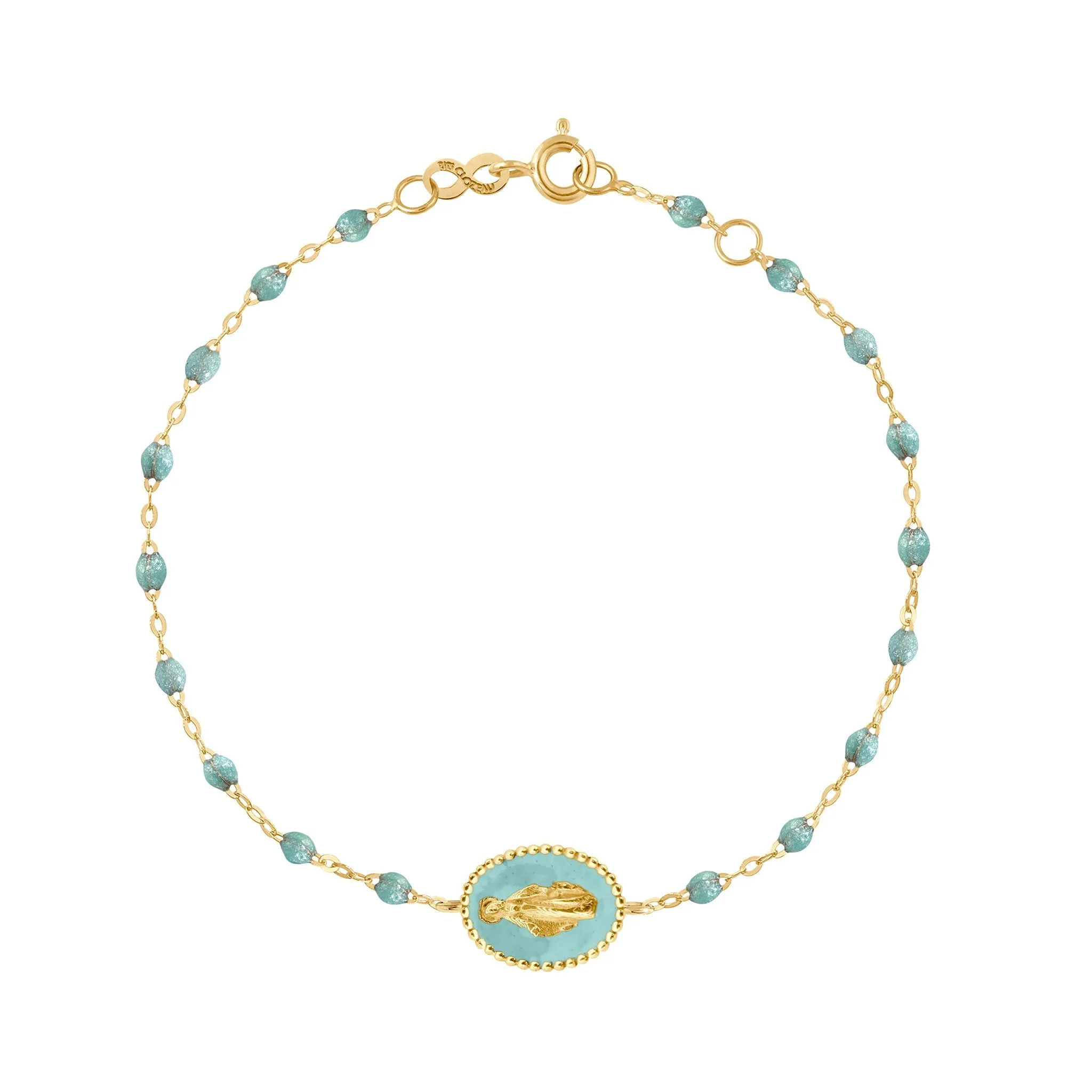 Madone resin charm Classic Gigi Iceberg bracelet, Yellow Gold, 6.7"