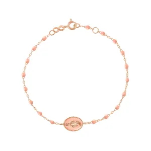 Madone resin charm Classic Gigi Saumon bracelet, Rose Gold, 6.7"