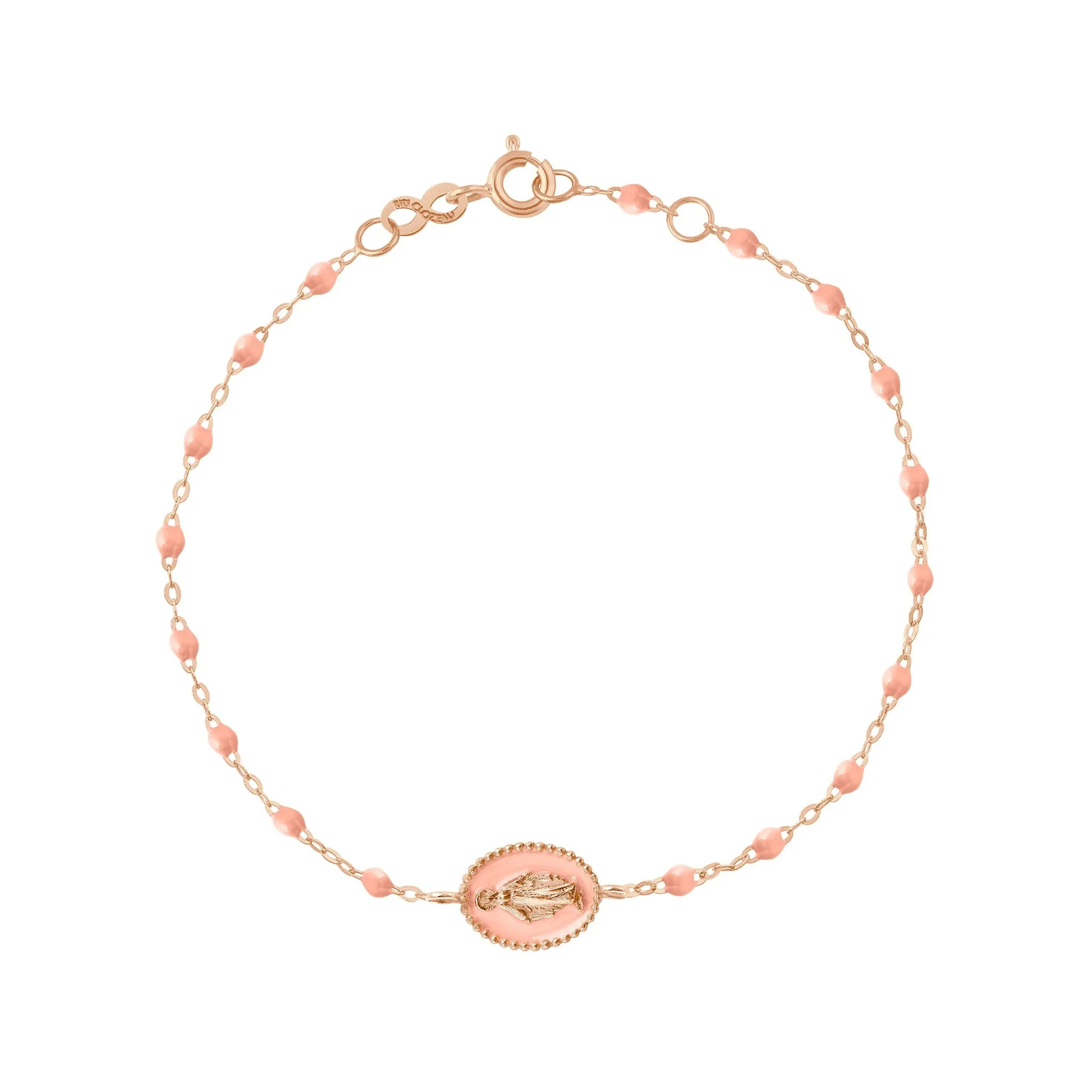 Madone resin charm Classic Gigi Saumon bracelet, Rose Gold, 6.7"