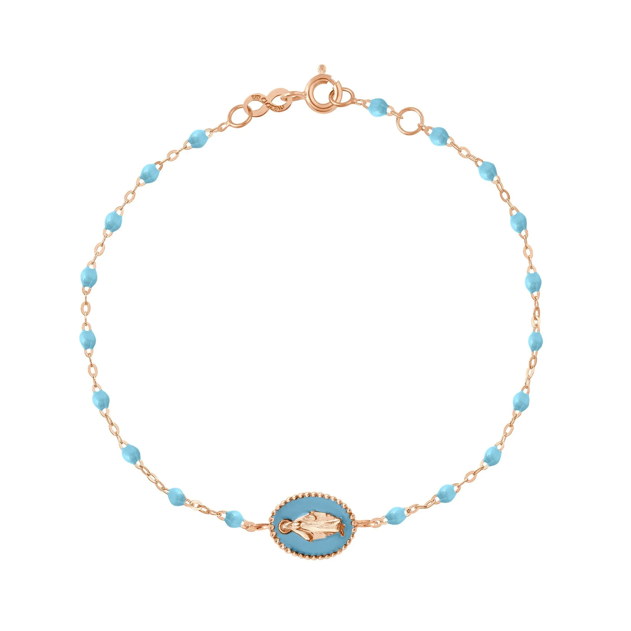 Madone resin charm Classic Gigi Turquoise bracelet, Rose Gold, 6.7"