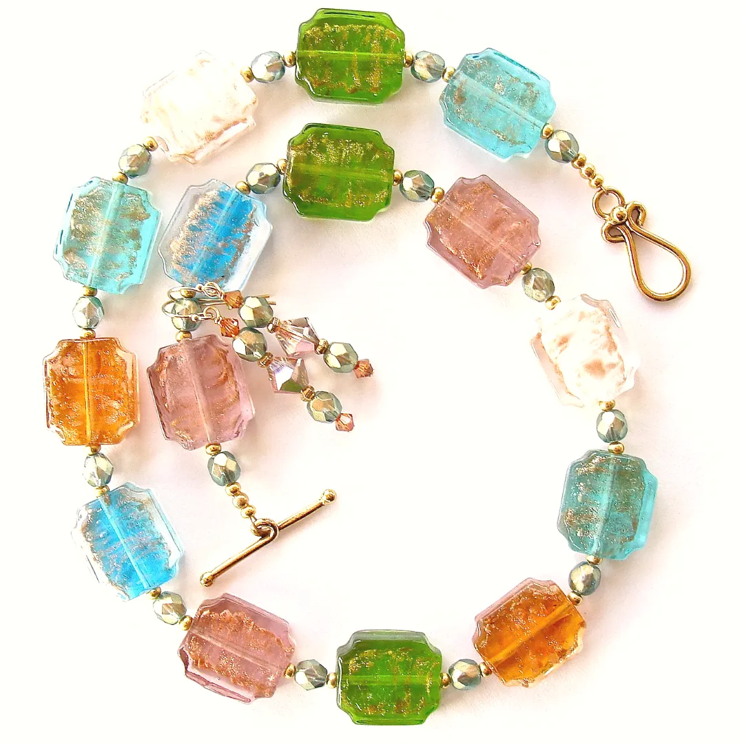 Mangini: Colorful Beaded Necklace of Venetian Glass