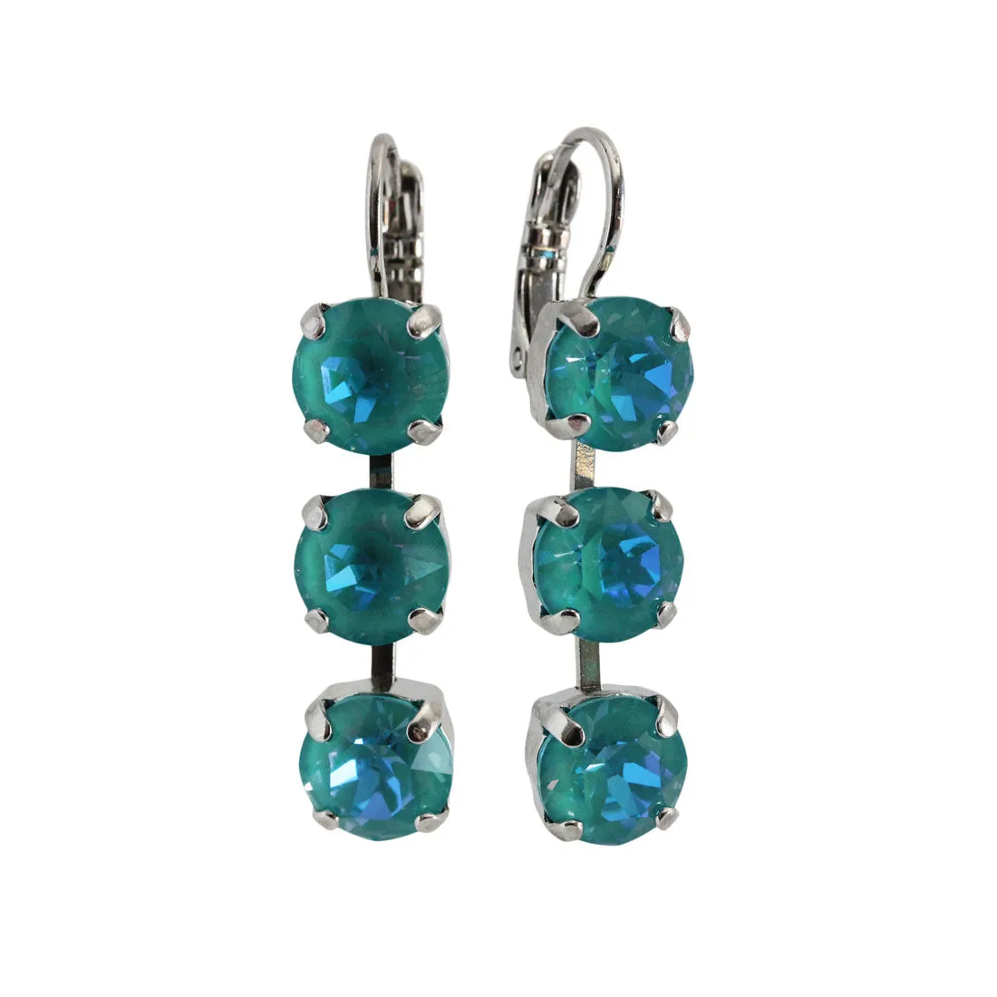 Mariana "Sun-Kissed Laguna" Rhodium Plated Three Stone Crystal Earrings, 1440/1 142142ro