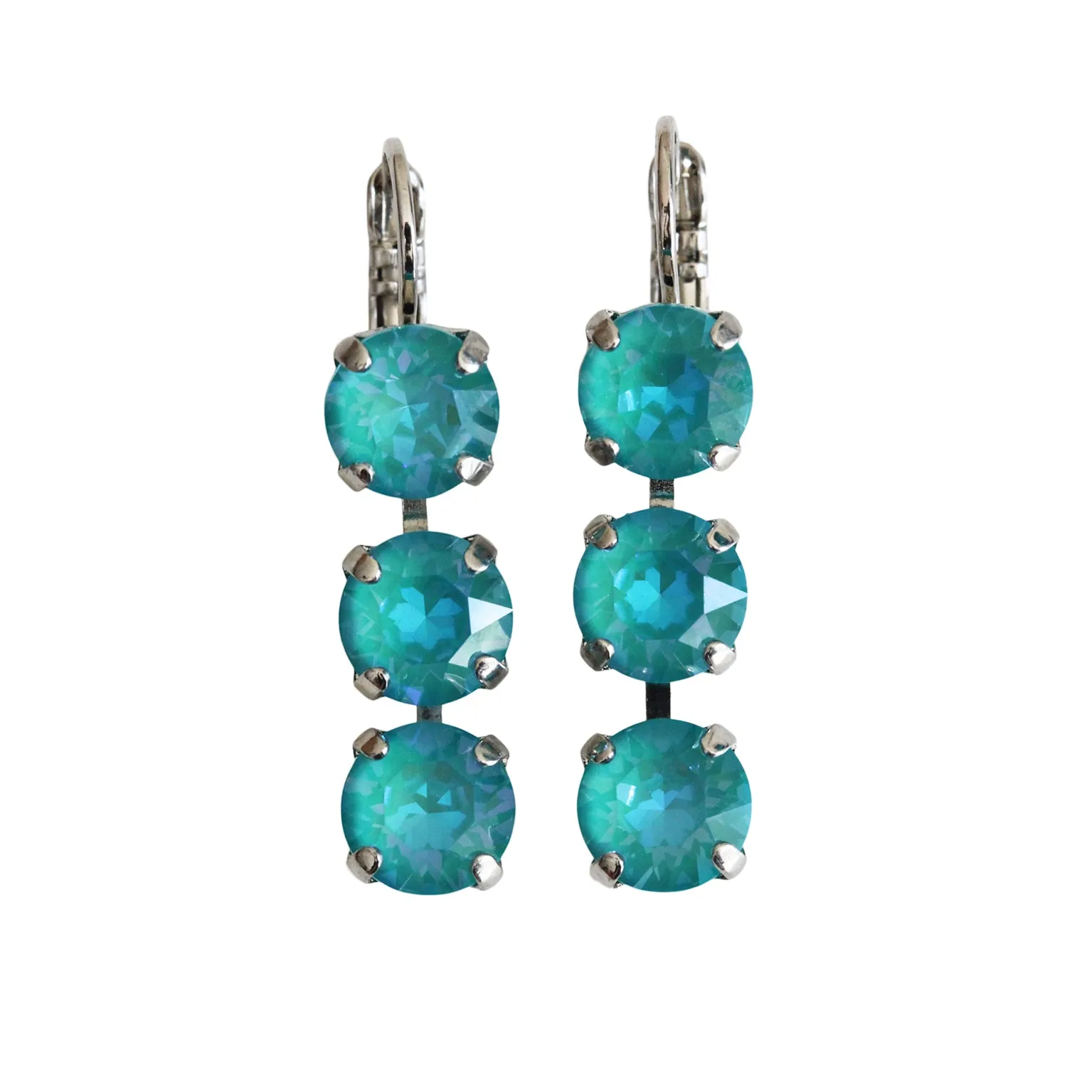 Mariana "Sun-Kissed Laguna" Rhodium Plated Three Stone Crystal Earrings, 1440/1 142142ro