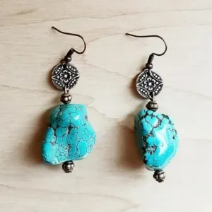 Medallion Turquoise Chunk Earring