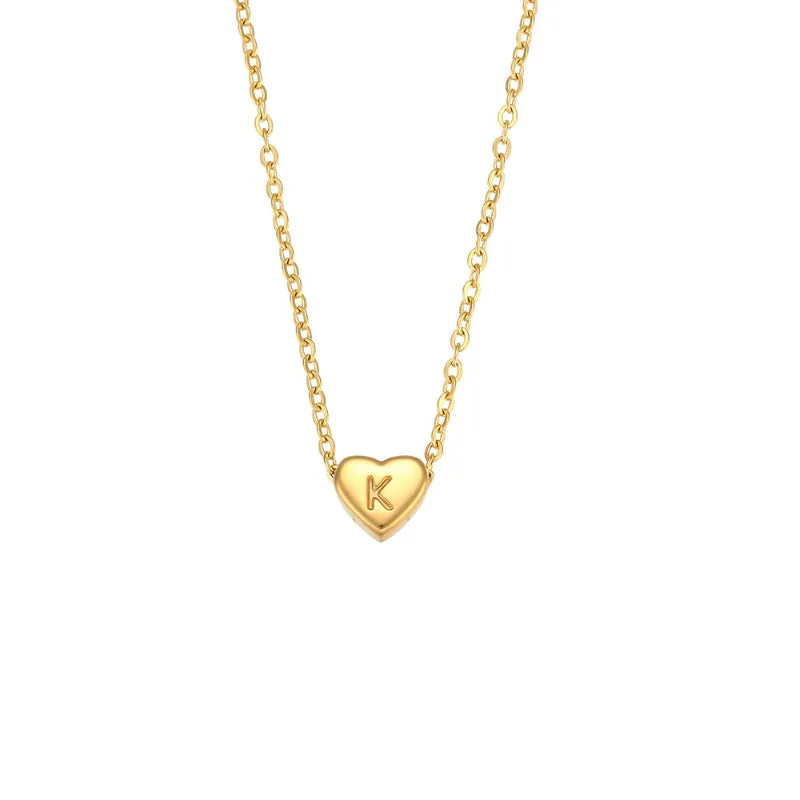 Minimalist Personalized Heart Pendant Necklace with Letter Initials