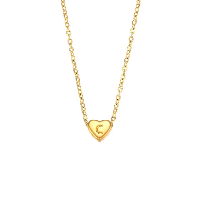 Minimalist Personalized Heart Pendant Necklace with Letter Initials