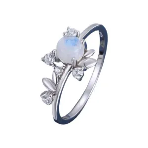 Minimalist Round Moonstone Ring - 100% 925 Sterling Silver