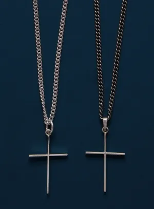 Minimalist Sterling Silver Cross Pendant Necklace for Men