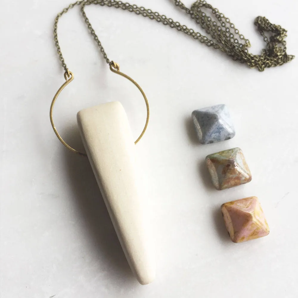 Modern Boho Wood and Brass Necklace