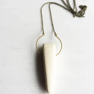 Modern Boho Wood and Brass Necklace