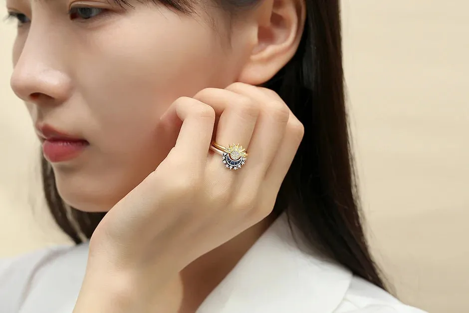 Moon Sun Crystals Gold Ring