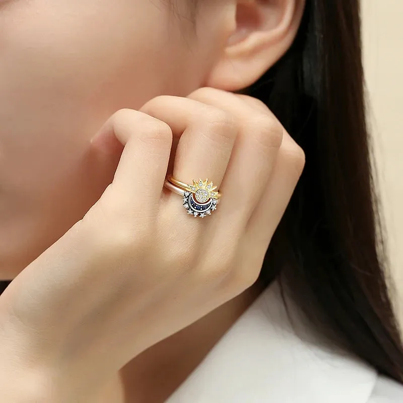 Moon Sun Crystals Gold Ring