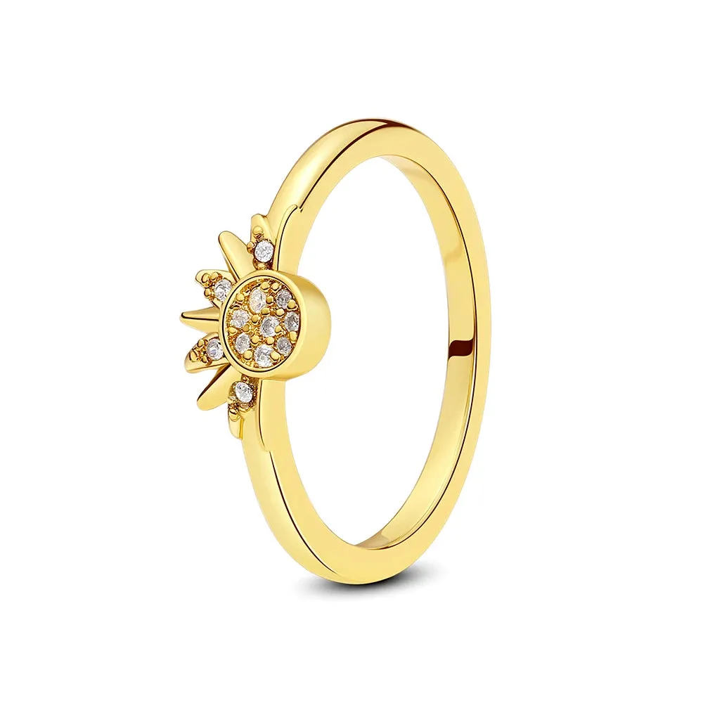 Moon Sun Crystals Gold Ring