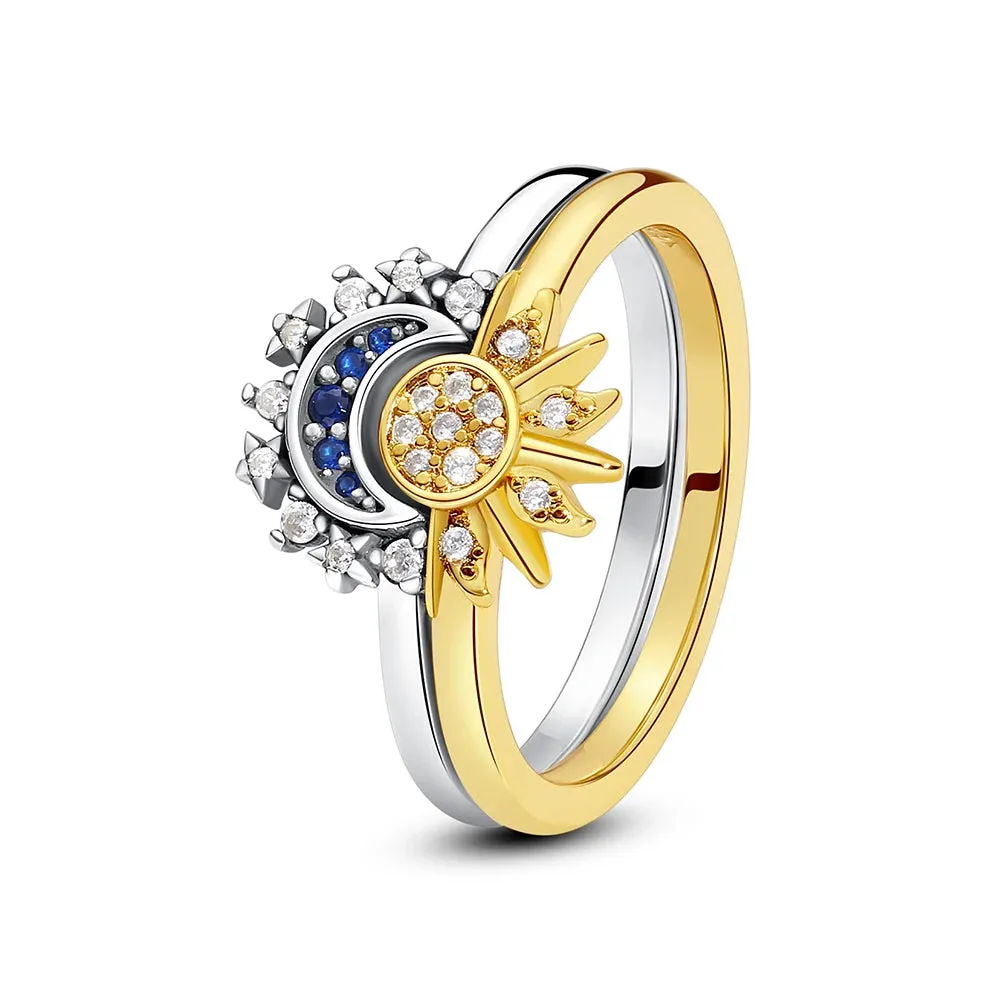 Moon Sun Crystals Gold Ring