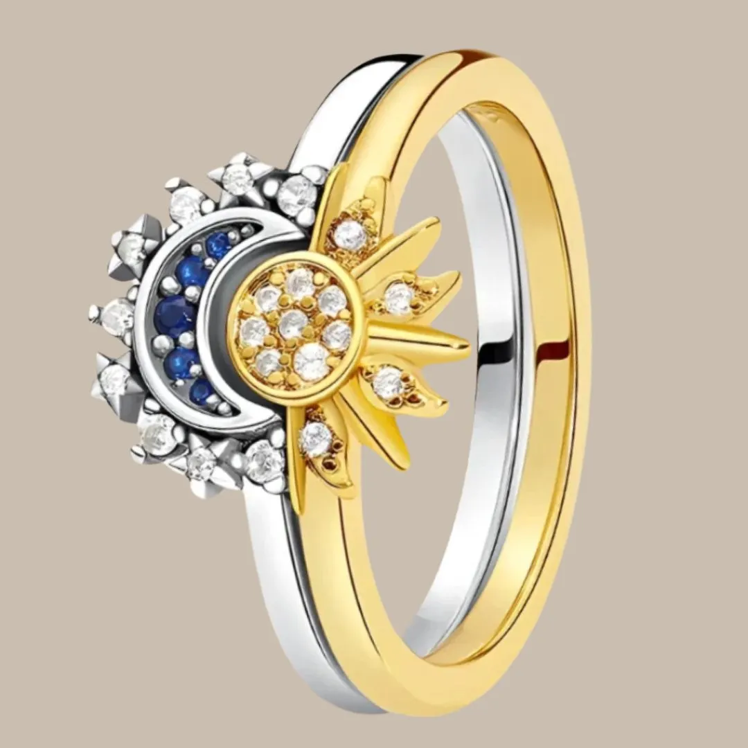 Moon Sun Crystals Gold Ring