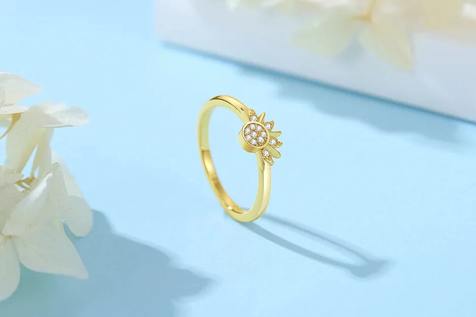 Moon Sun Crystals Gold Ring