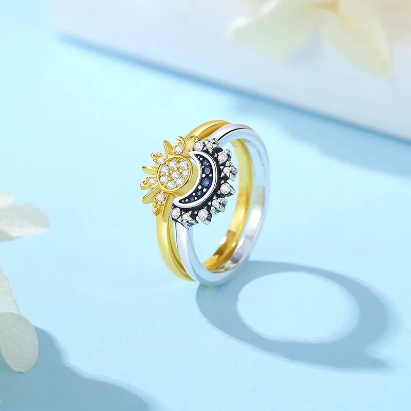 Moon Sun Crystals Gold Ring