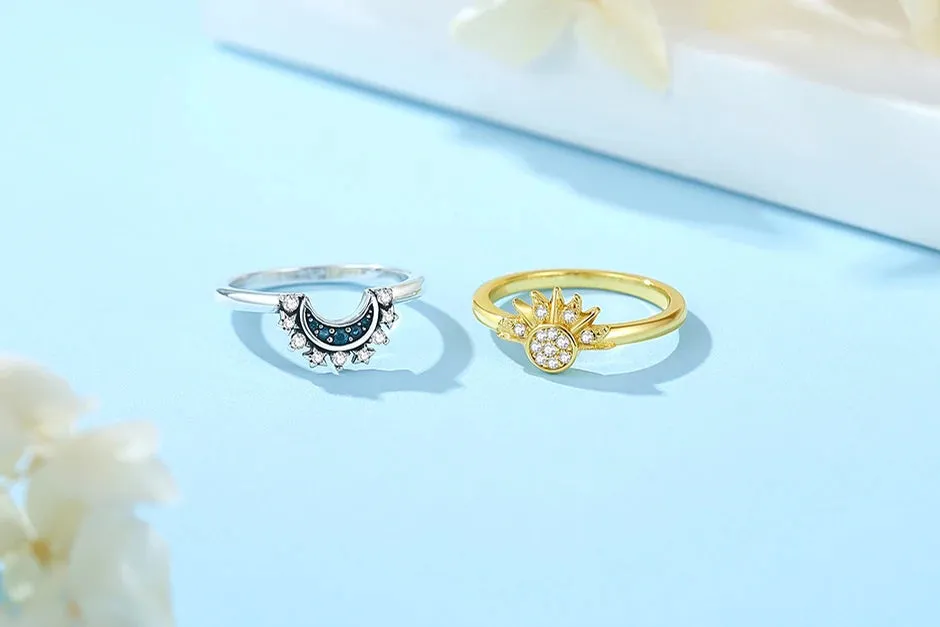 Moon Sun Crystals Gold Ring