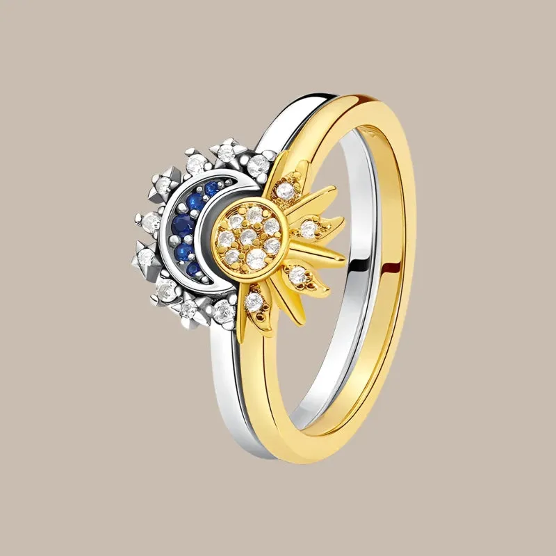 Moon Sun Crystals Gold Ring