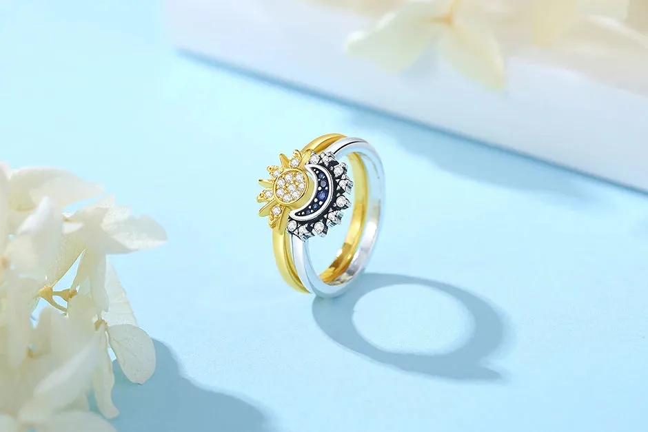 Moon Sun Crystals Gold Ring