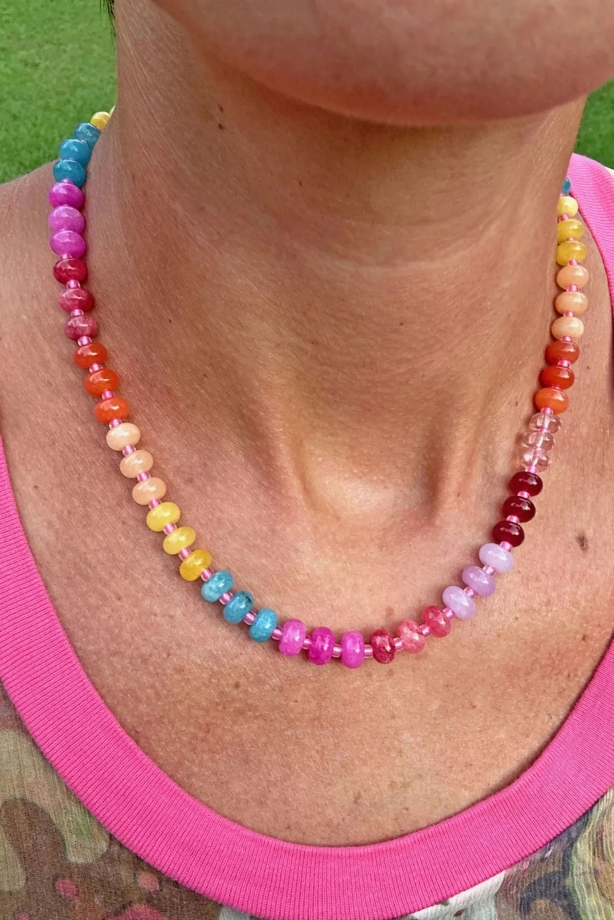 Multi Colorblock Gems Necklace