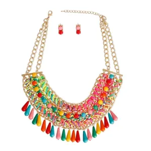 Must-Have Summer Bead Necklace & Earrings Set - Vibrant Colors Await!