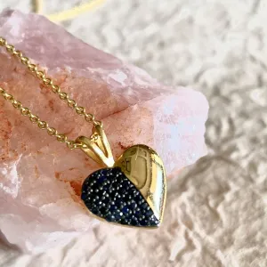 Neelam Heart Necklace With Blue Sapphires