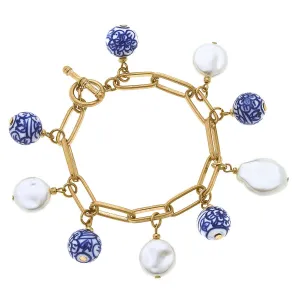 Paloma Chinoiserie Charm Bracelet in Blue & White