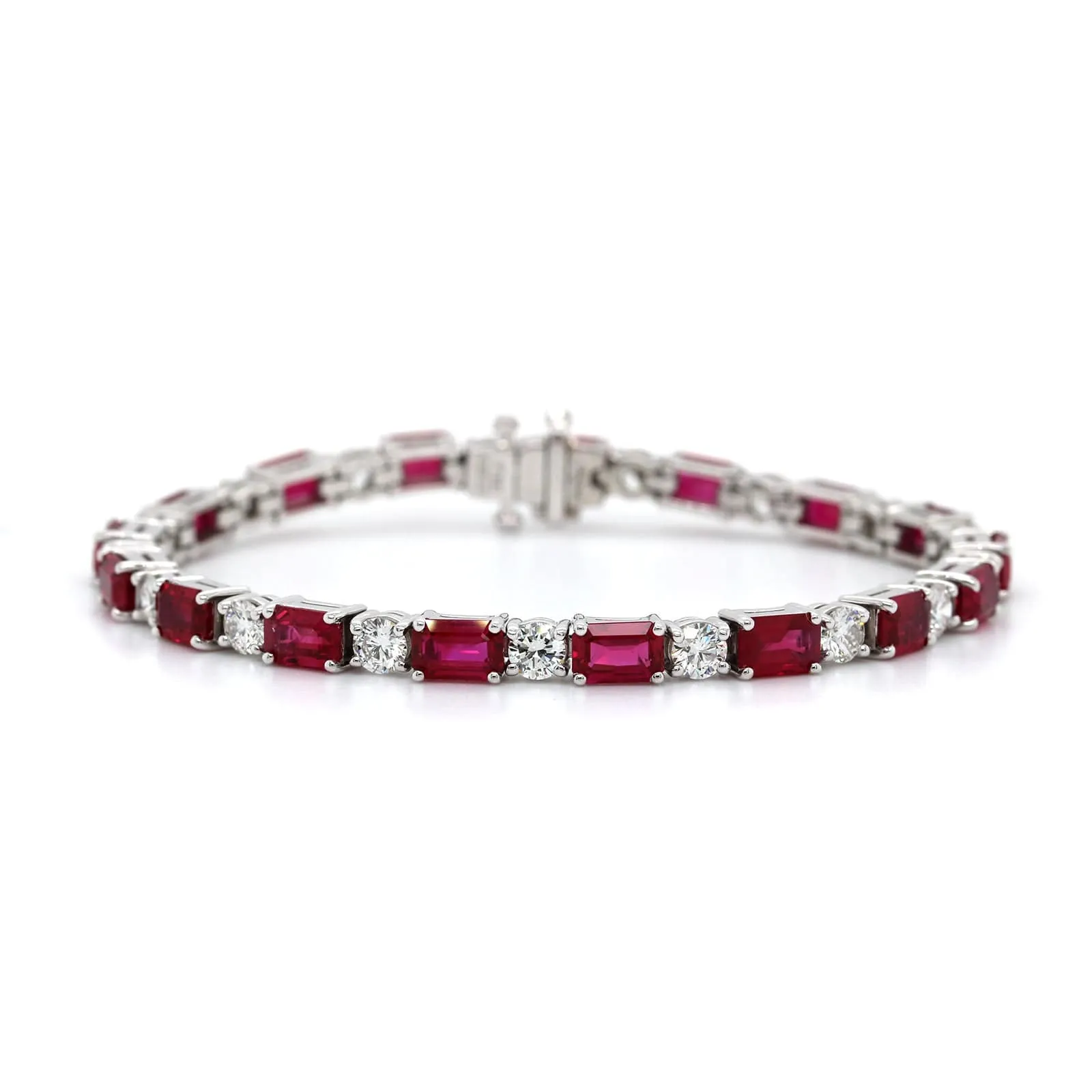 Platinum Alternating Ruby and Diamond Tennis Bracelet