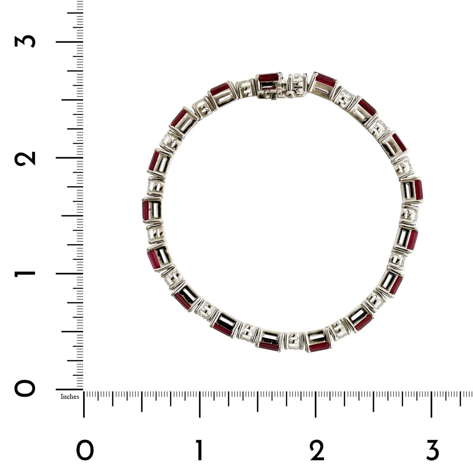 Platinum Alternating Ruby and Diamond Tennis Bracelet