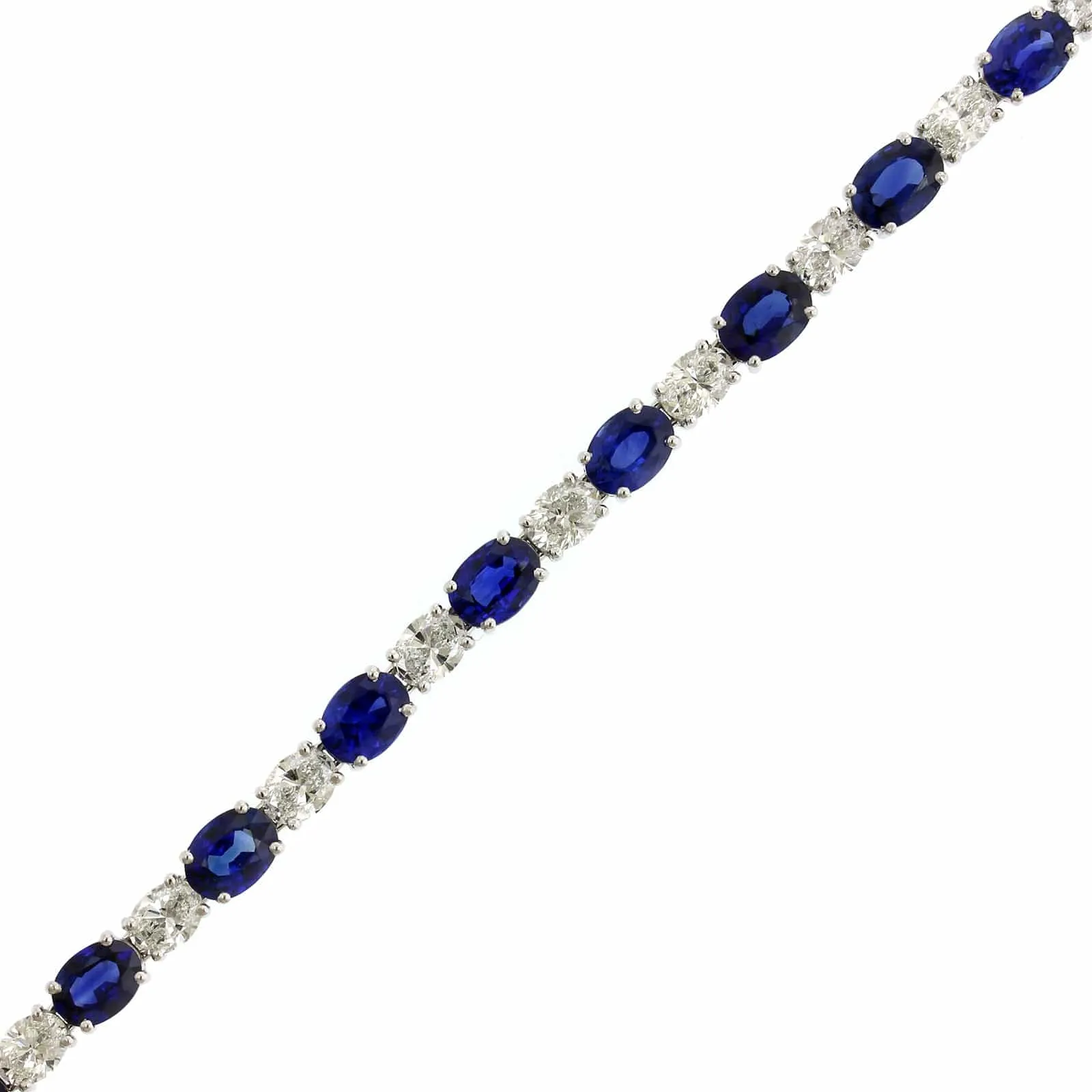 Platinum Alternating Sapphire and Diamond Tennis Bracelet