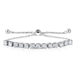 Platinum Plated Silver Moissanite Bracelet 3.25ctw