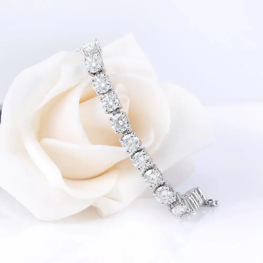 Platinum Plated Silver Moissanite Bracelet 3.25ctw